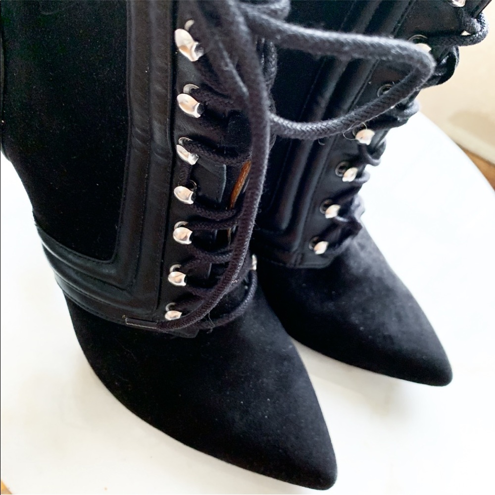 Faux suede stiletto booties